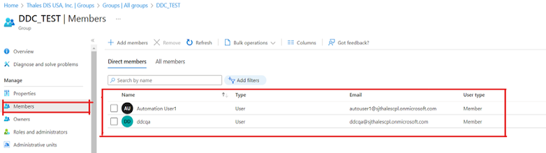 Azure Group Members