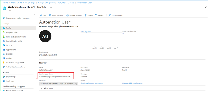 Azure Group User Profile