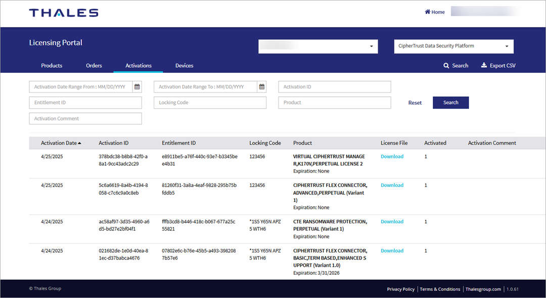 Activations search with an asterisk