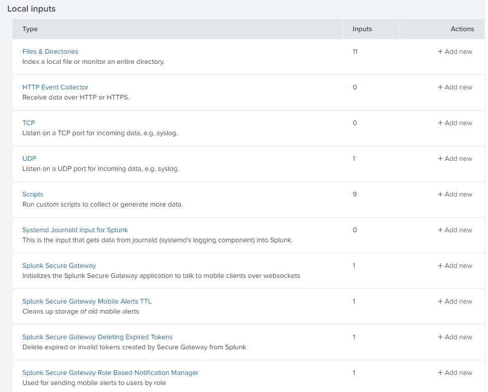 Splunk Local Inputs