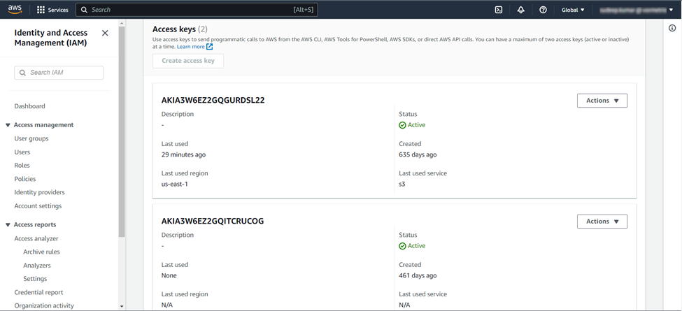 existing access key