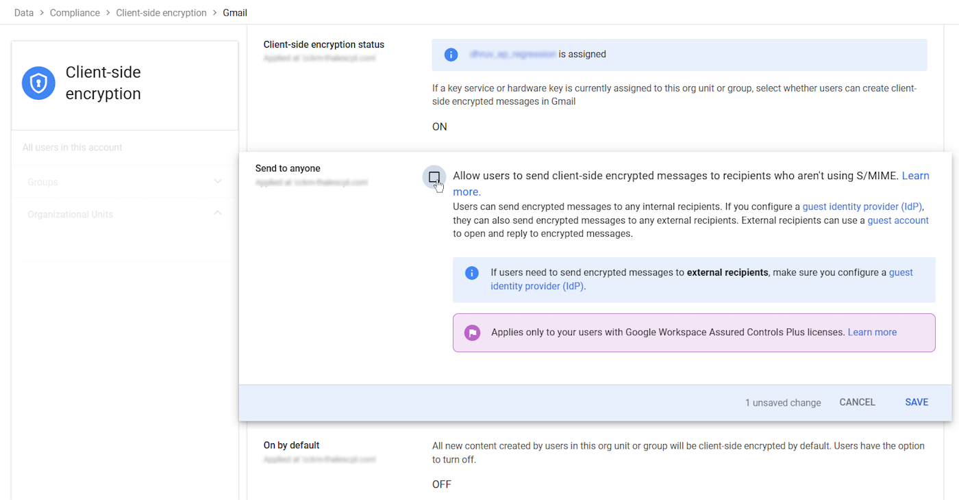 Enable Send to anyone of Gmail
