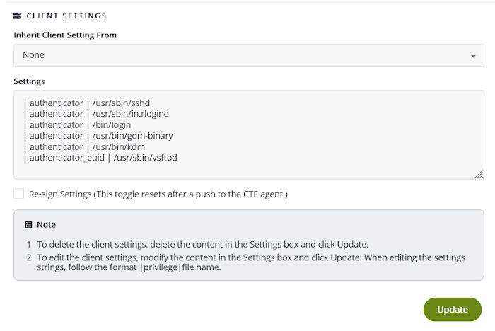 Linux Client Settings