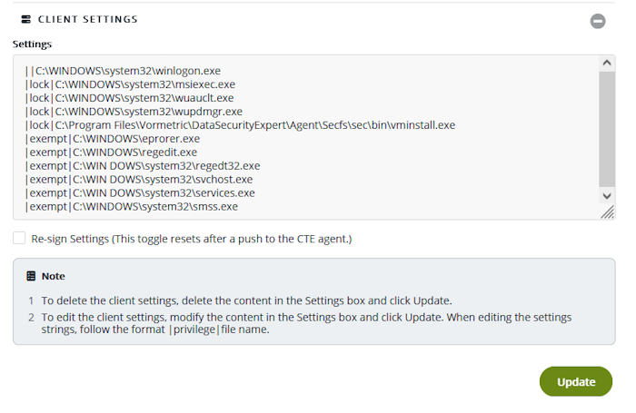 Windows Client Settings