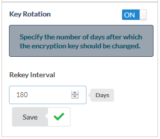 Keys page with key rotation settings