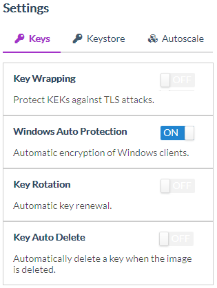 ProtectV settings