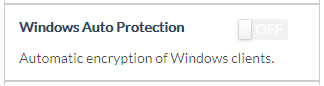 Windows auto protection set to off
