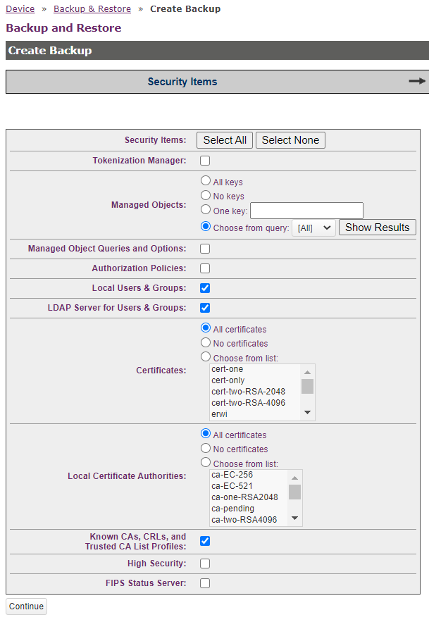 Create Backup