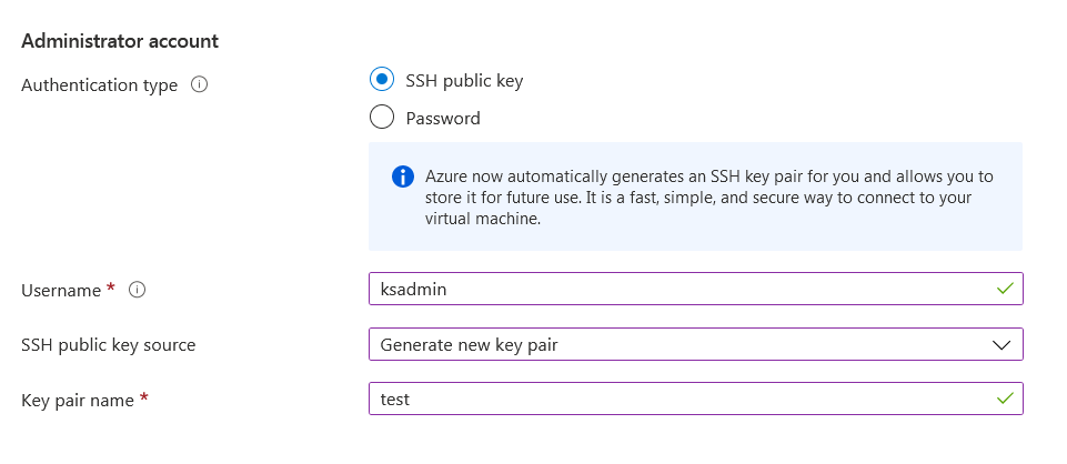 Authentication information for administrator account