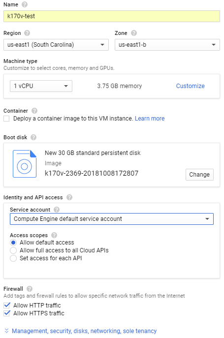 Create instance