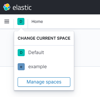ELK spaces menu header