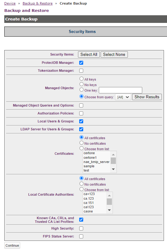 Create Backup