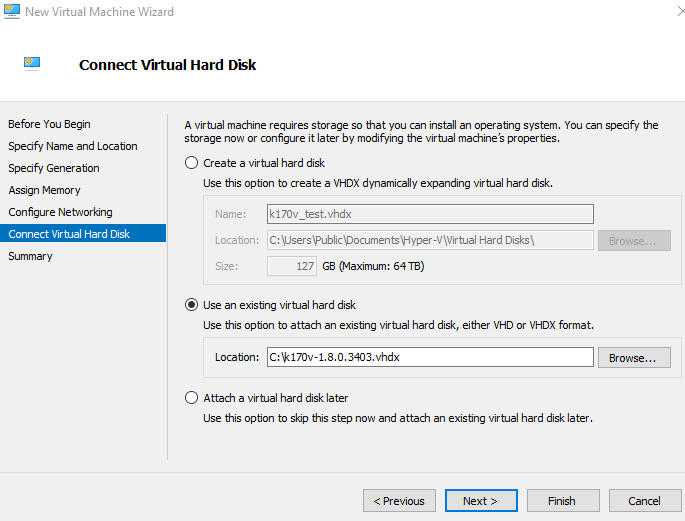 Connect Virtual Hard Disk