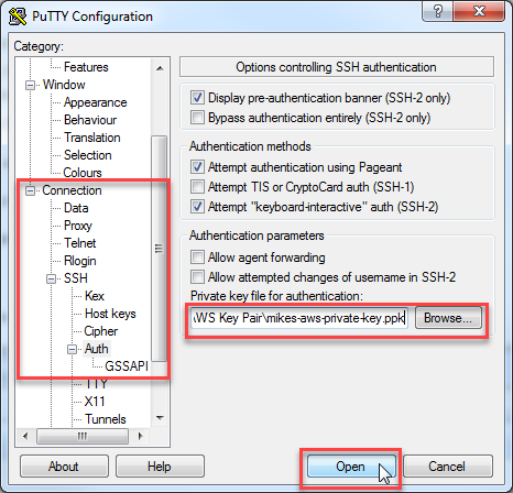 Private key Putty config