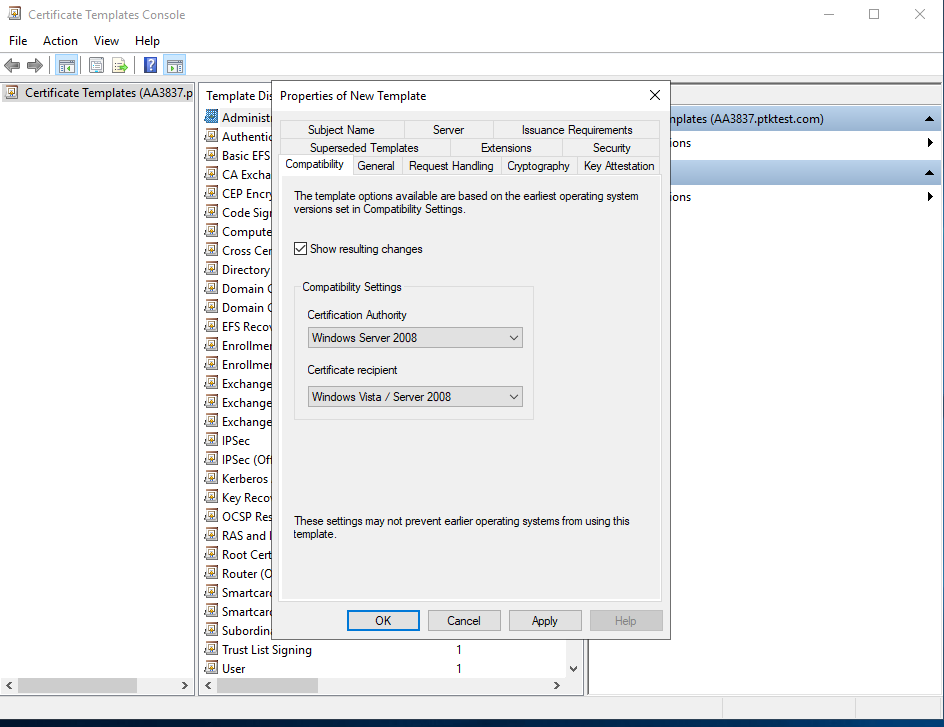 CA Template Properties