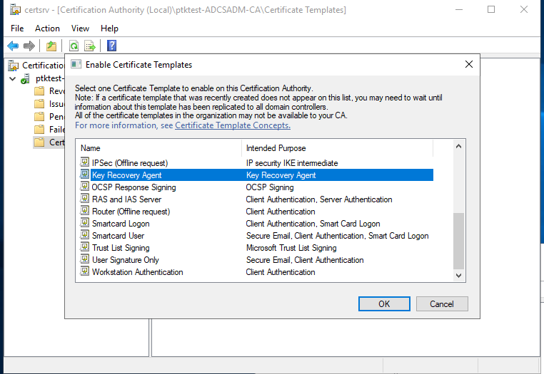 Key Recovery Agent Template