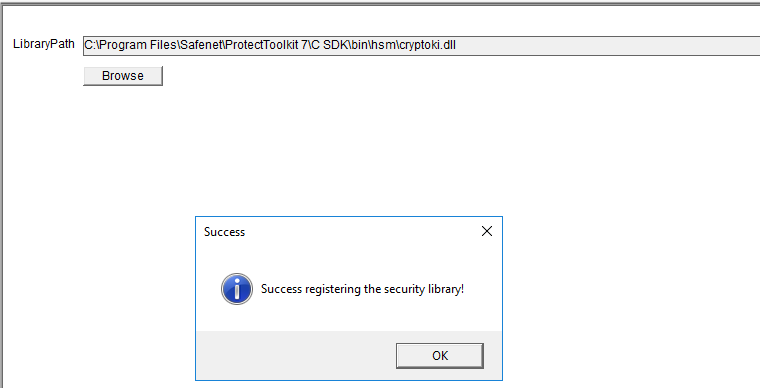 Success Registering Security Library