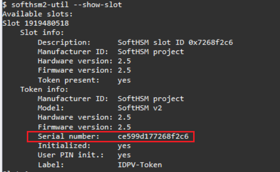 Token Serial Number