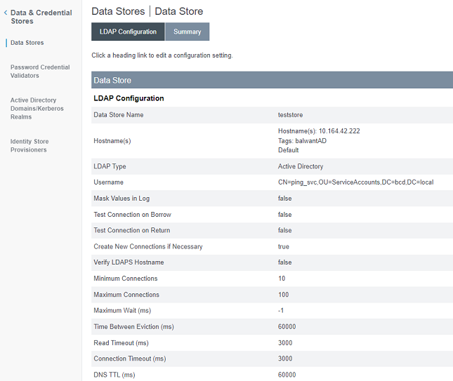LDAP Configuration Summary
