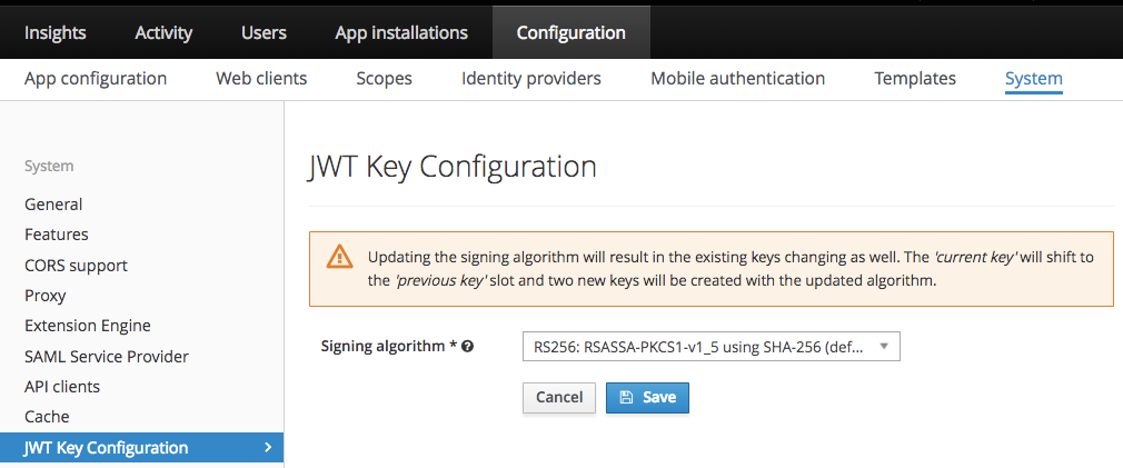 Signing algorithm