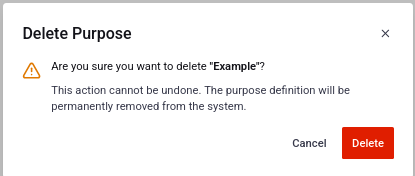 Delete purpose confirmation