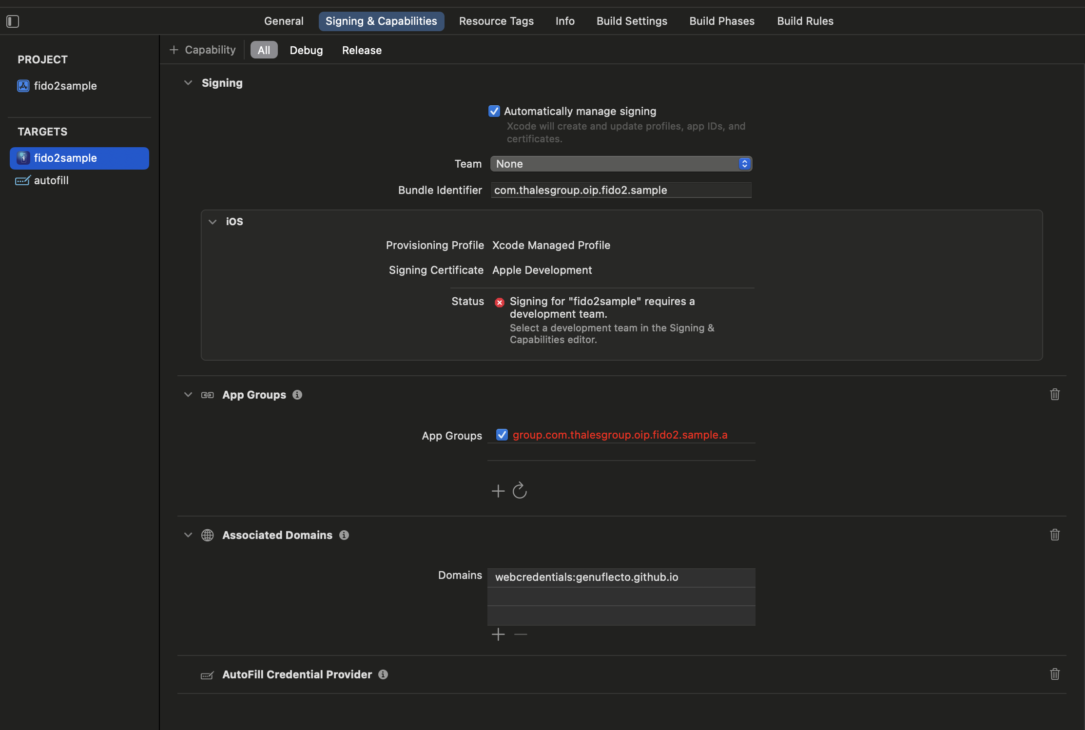 Signing & Capabilities tab Signing & Capabilities tab
