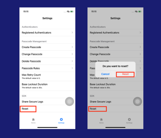 Update and reset Mobile FIDO SDK