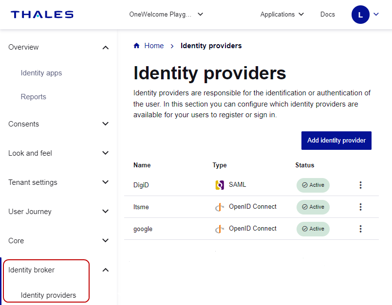 Identity broker on the console