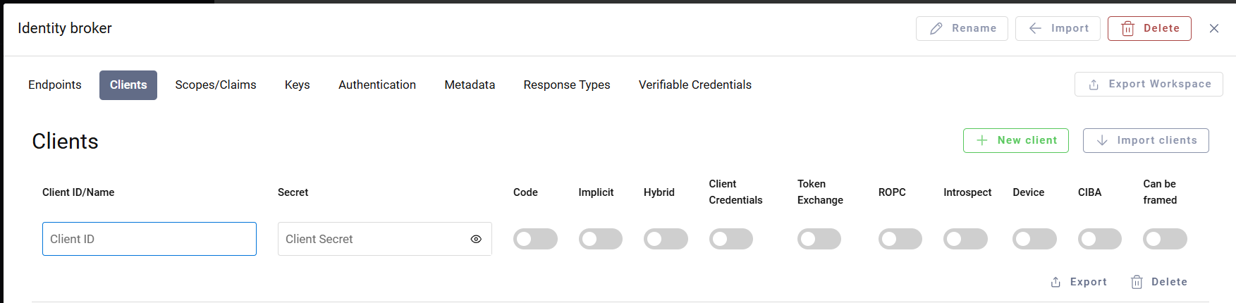 New client details