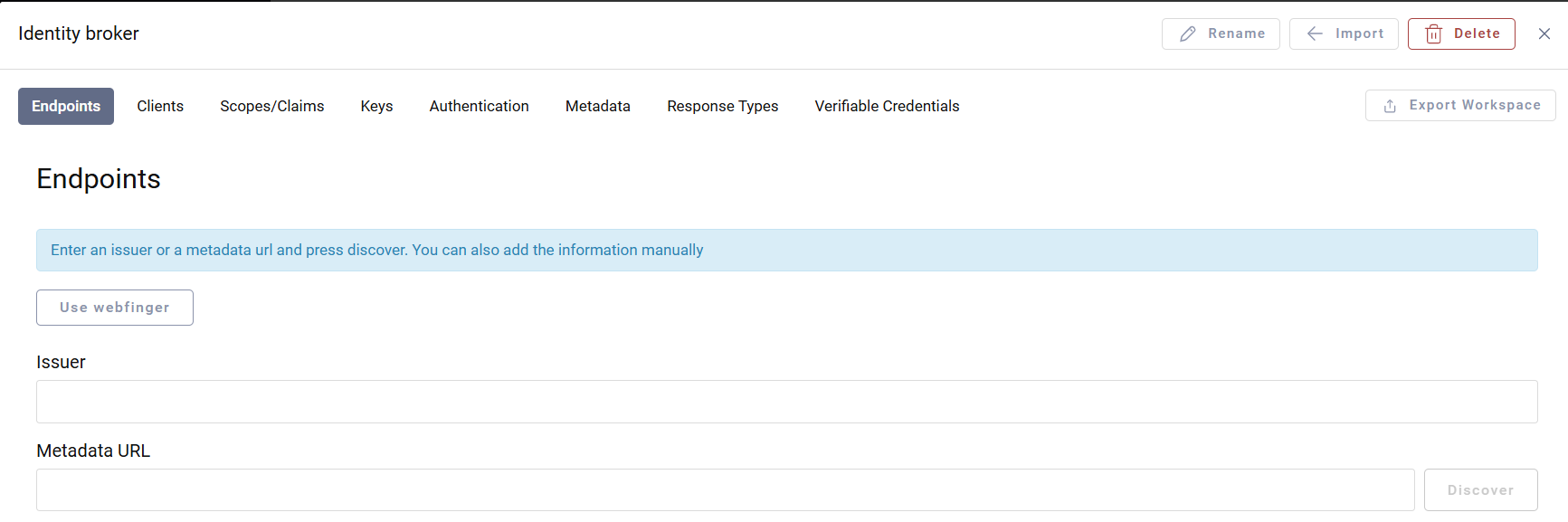 Workspace metadata URL