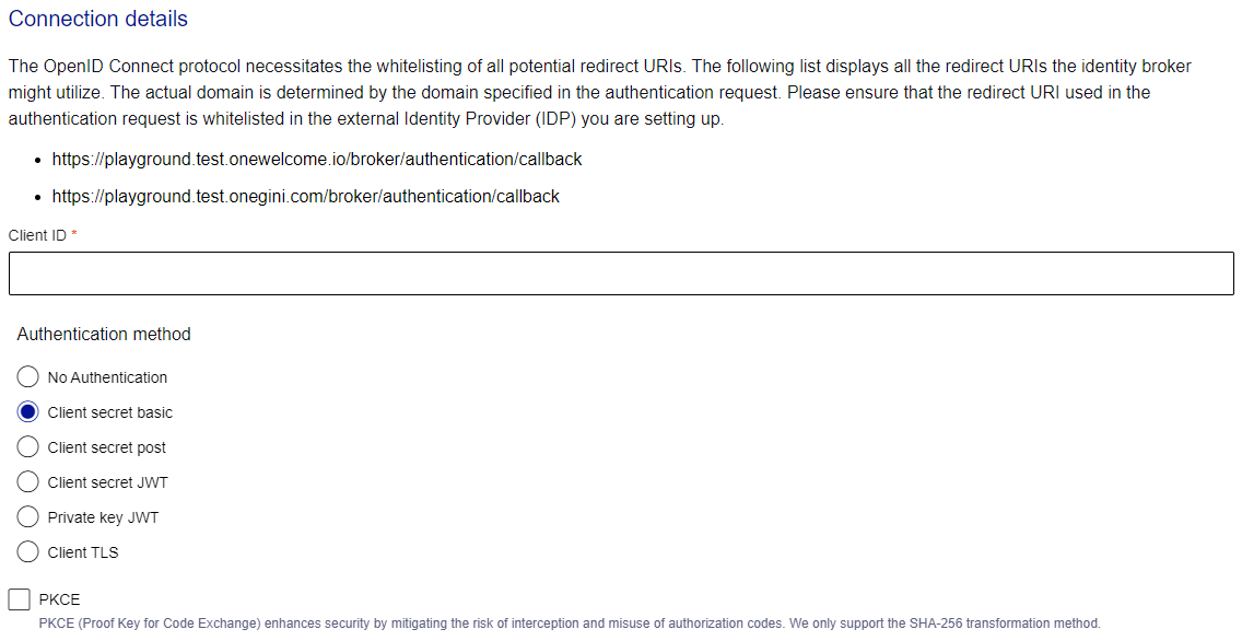 OIDC connection details