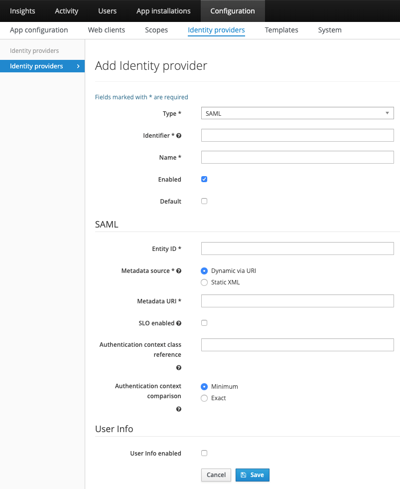 Add saml IDP
