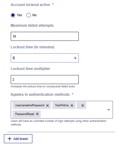 Brand overrides for account lockout settings