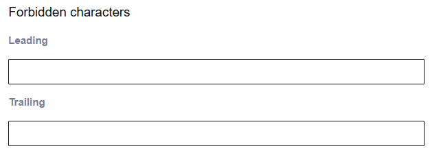 Forbidden password characters