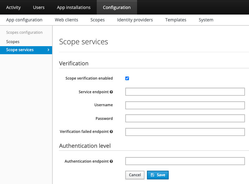Scope services config