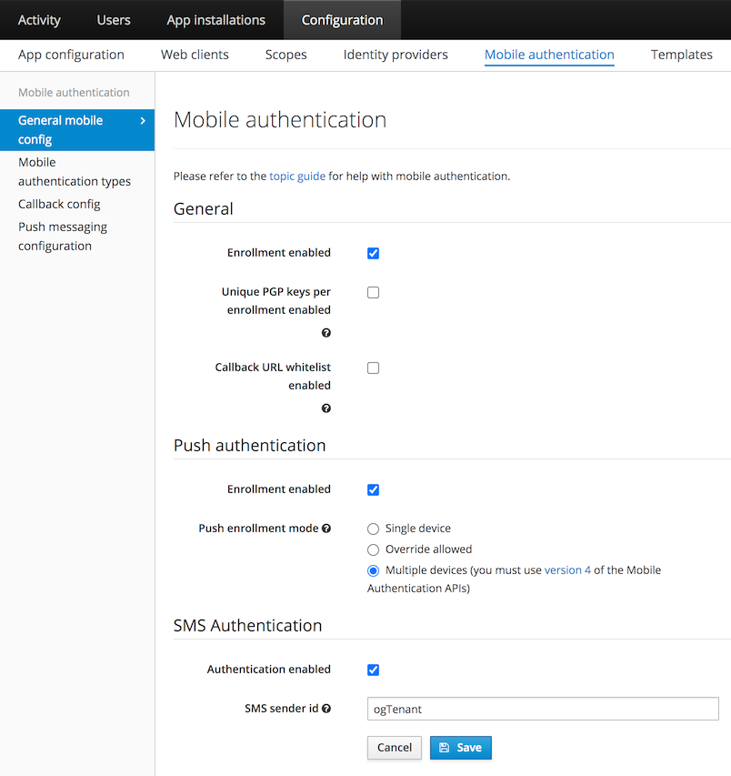 General mobile config