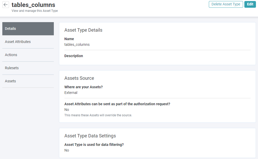 Asset Types is used for data filtering