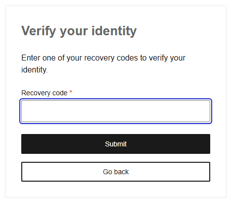 Recovery code example
