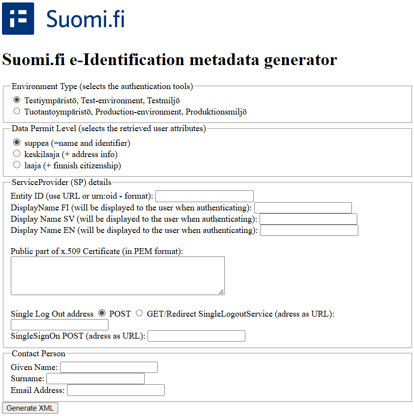 Suomi.fi metadata generator