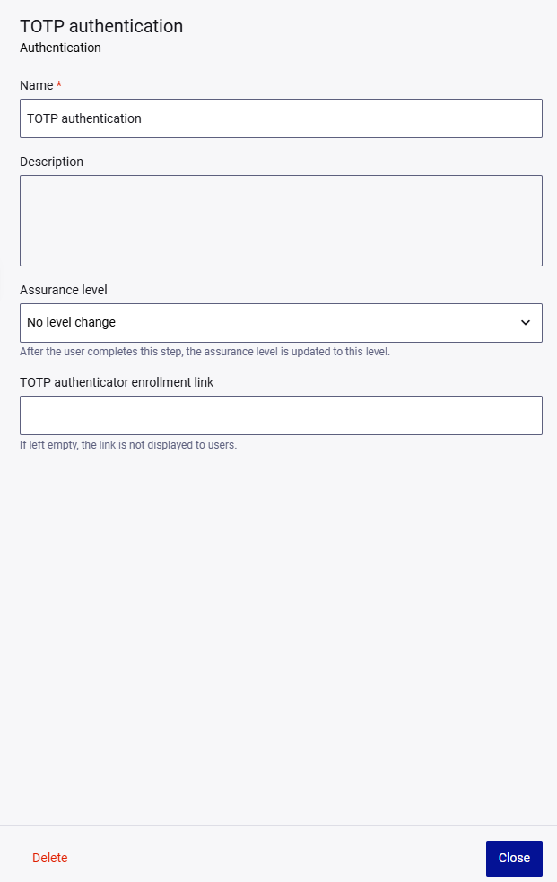 TOTP authentication configuration