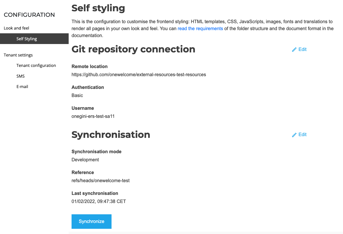 Customer Self Styling overview page