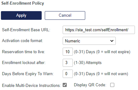Virtual Servers > Policy > Automation Policies > Self-Enrollment Policy alt_text