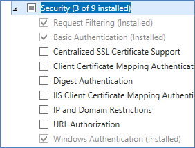Selectig IIS roles IIS Role Services