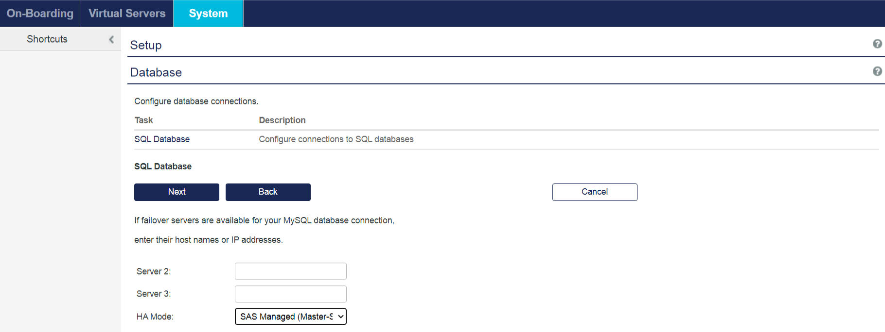 Specify IP addresses Server Field