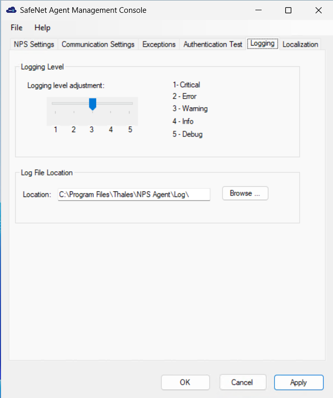 Logging settings