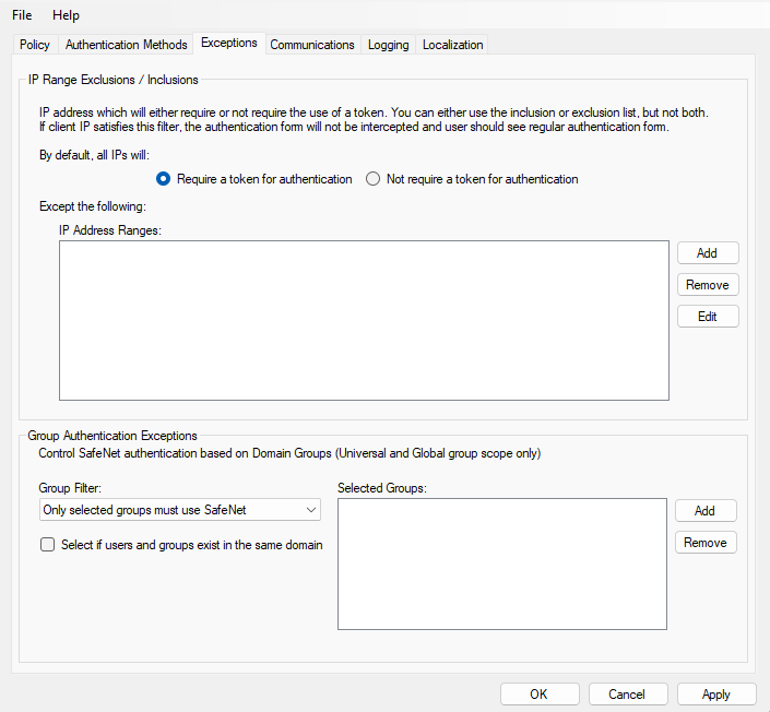 Exceptions Tab