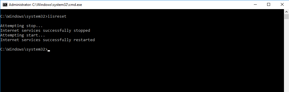 Resetting IIS cmd window
