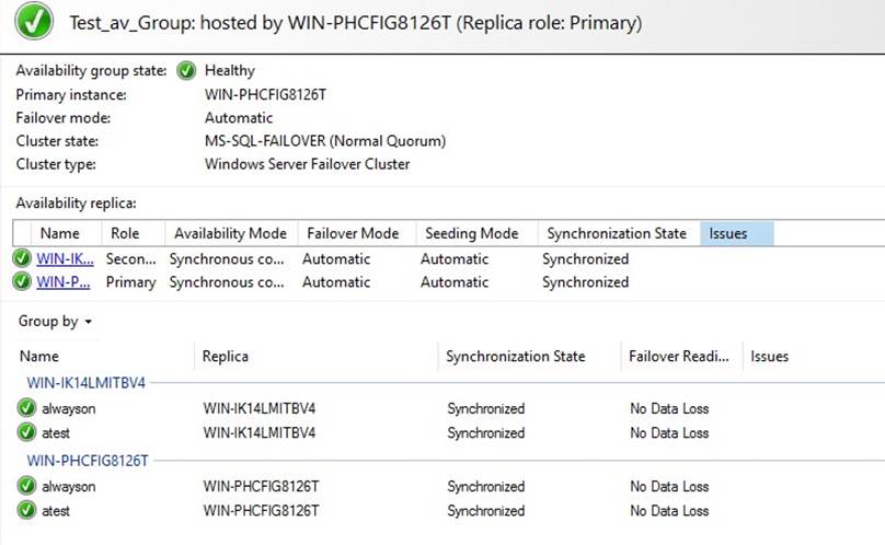 Failover Settings Verification Failover Settings Verification in Dashboard