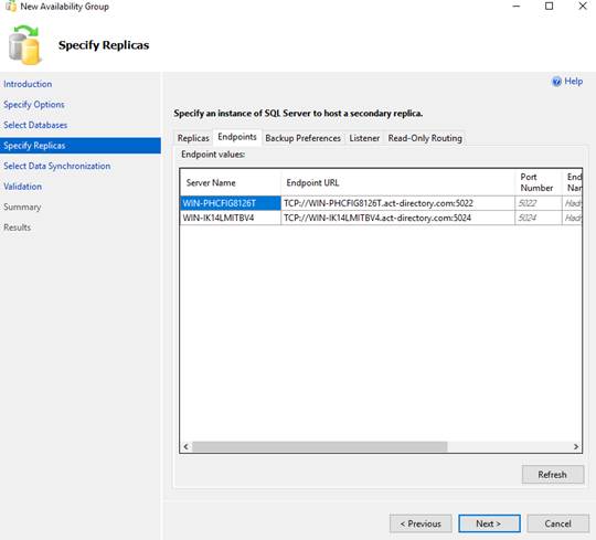 Specifying replicas Specify Replicas Screen