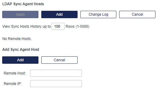 Comms > Authentication Processing > LDAP Sync Agent Hosts Authentication Processing > LDAP Sync Agent Hosts